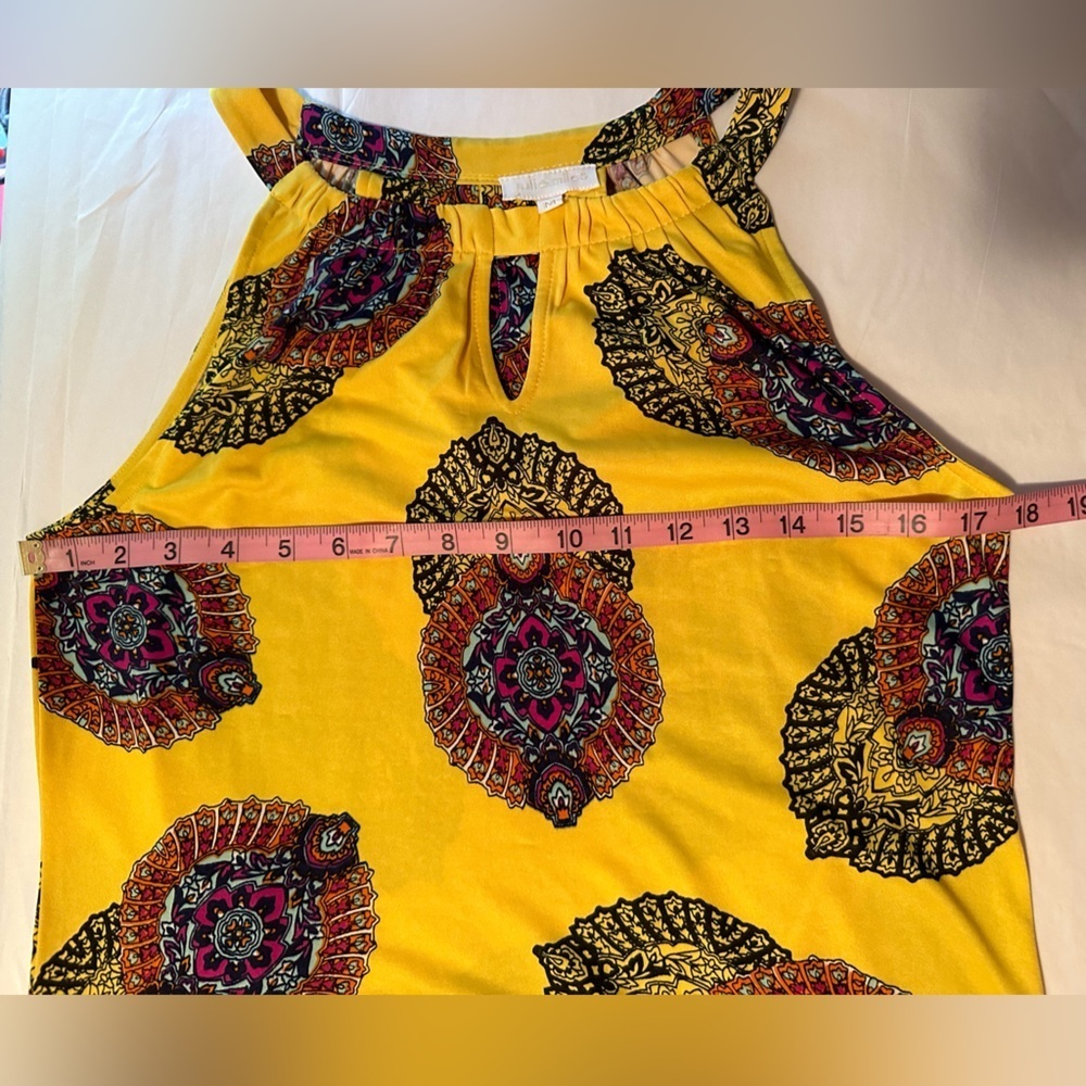 Julie Miles yellow Paisley Halter style dress size medium - Picture 7 of 7